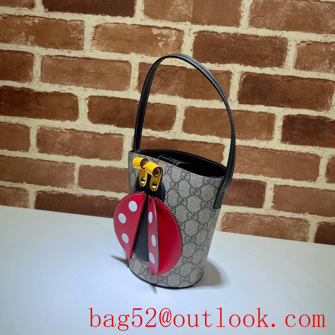 Gucci GG Children Canvas Ladybird Bucket Bag Handbag 666277