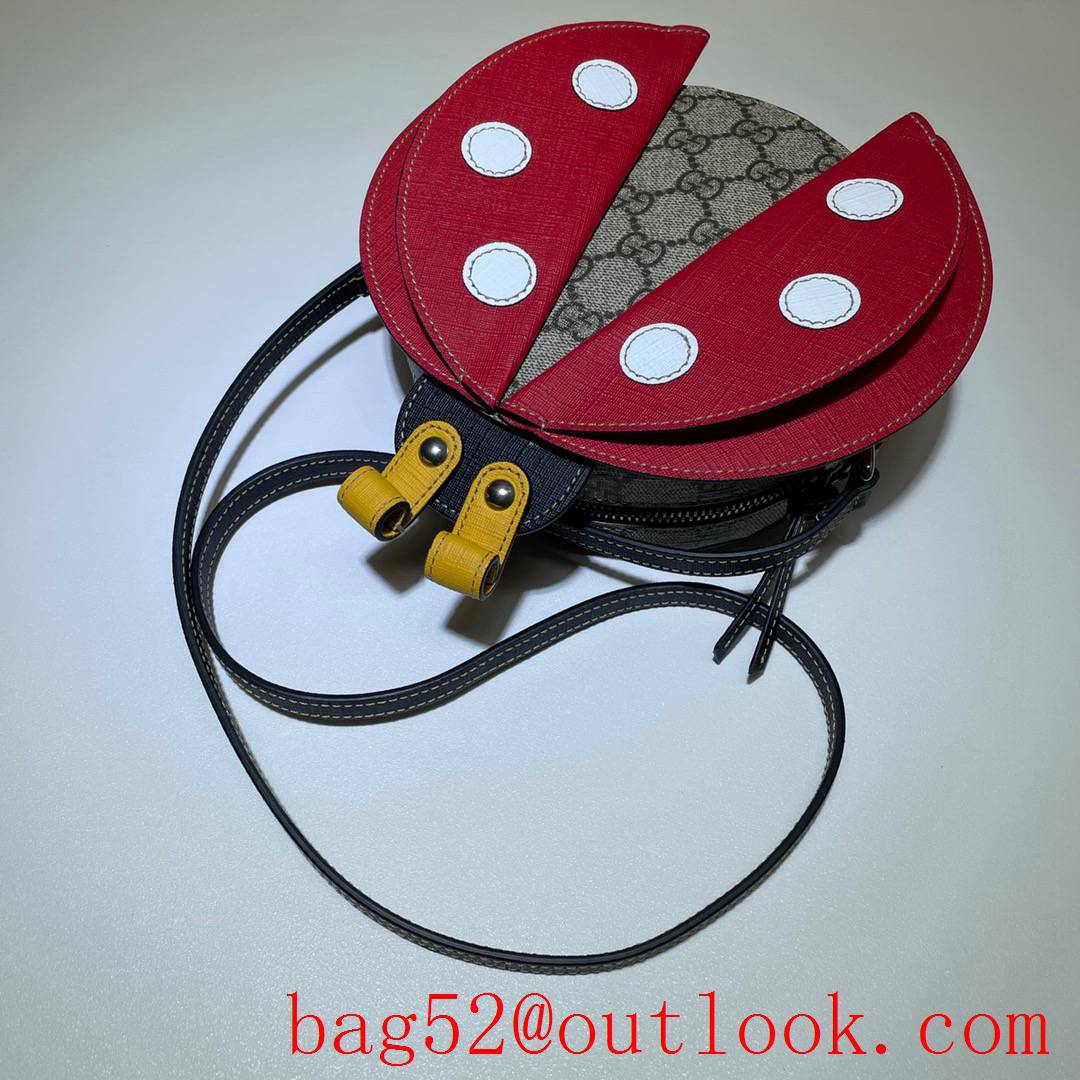 Gucci GG Children Canvas Ladybird Shoulder Bag 664080 Red
