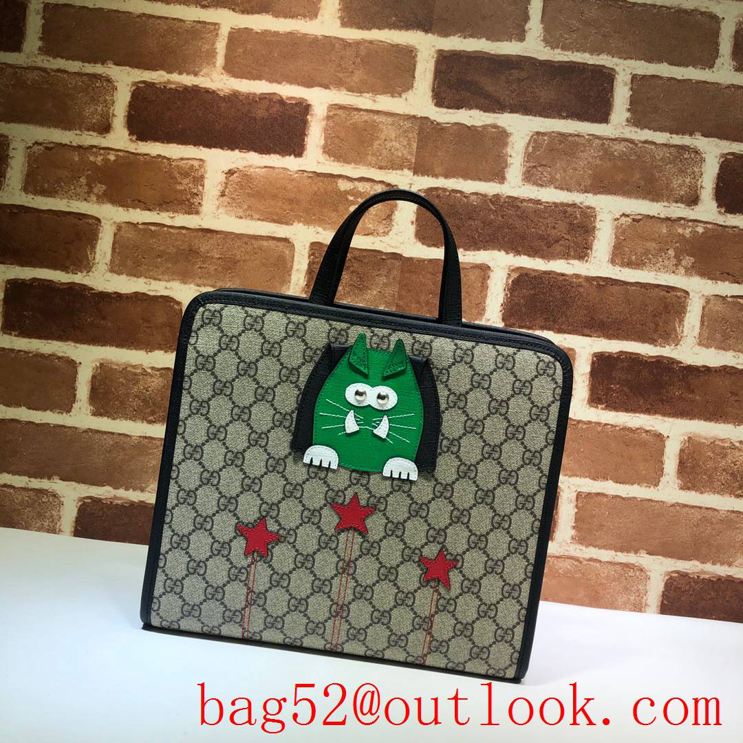 Gucci GG Children Canvas Cat Tote Shopping Bag Handbag 645290