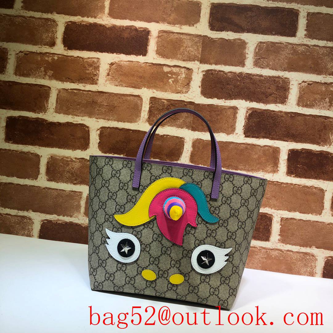 Gucci GG Children Canvas Unicorn Tote Shopping Bag Handbag 502189