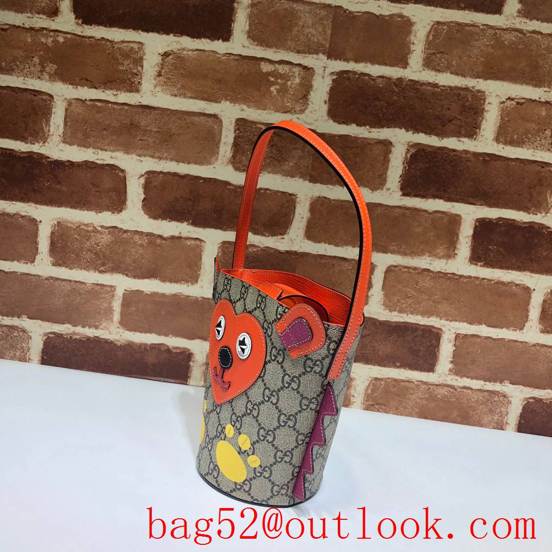 Gucci GG Children Canvas Bear Bucket Bag Handbag 580421