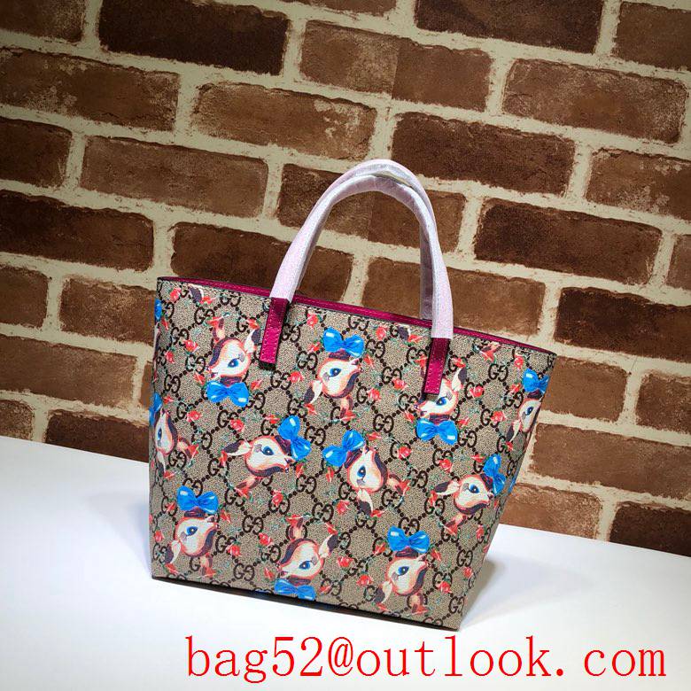 Gucci Children GG Mini Tote Shopping Bag Handbag with Deers 410812