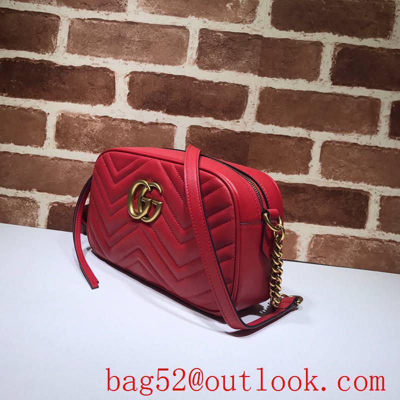 Gucci GG Marmont Small Quilted Leather Shoulder Bag 447632 Red