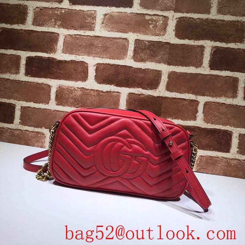 Gucci GG Marmont Small Quilted Leather Shoulder Bag 447632 Red