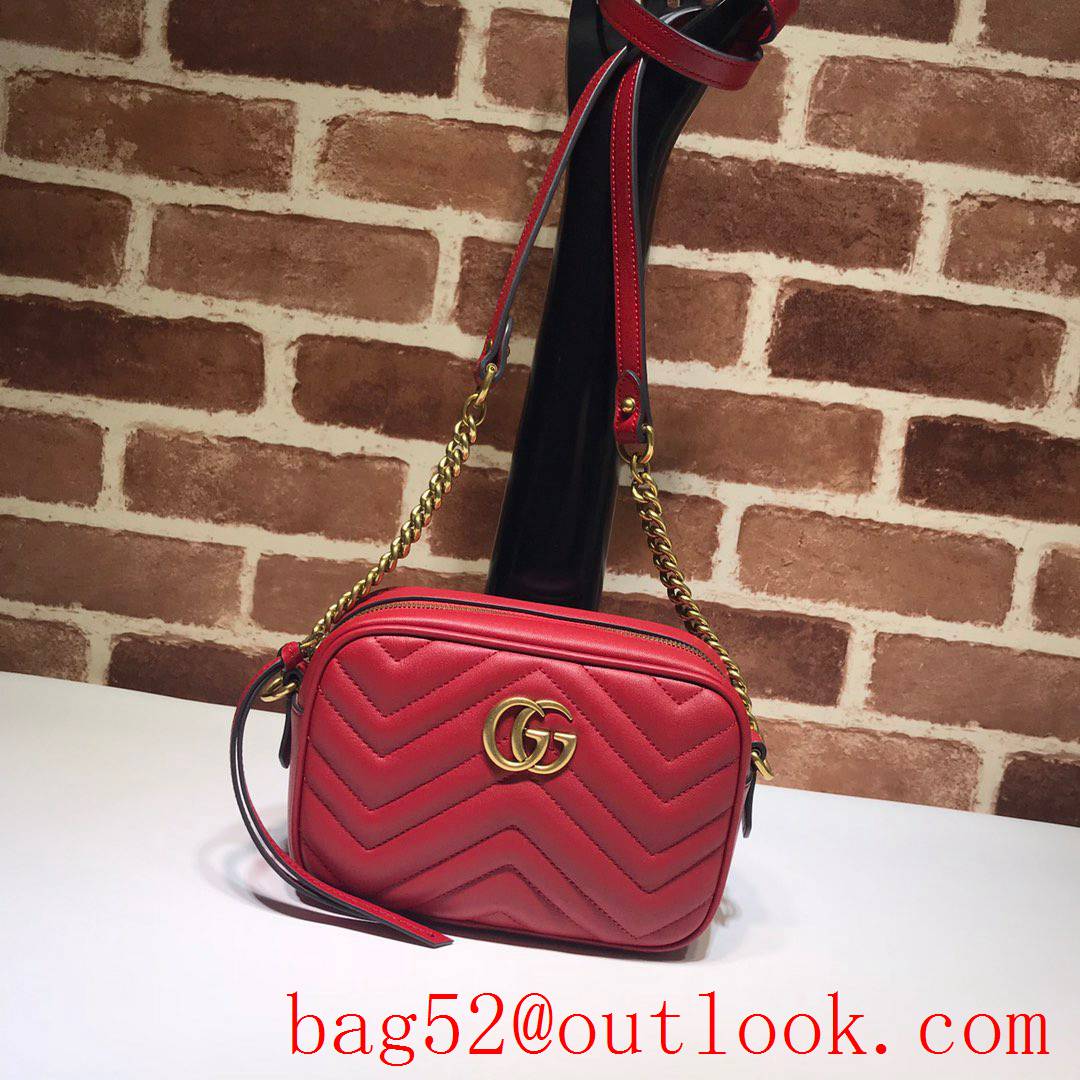 Gucci GG Marmont Mini Quilted Leather Camera Bag 448065 Red