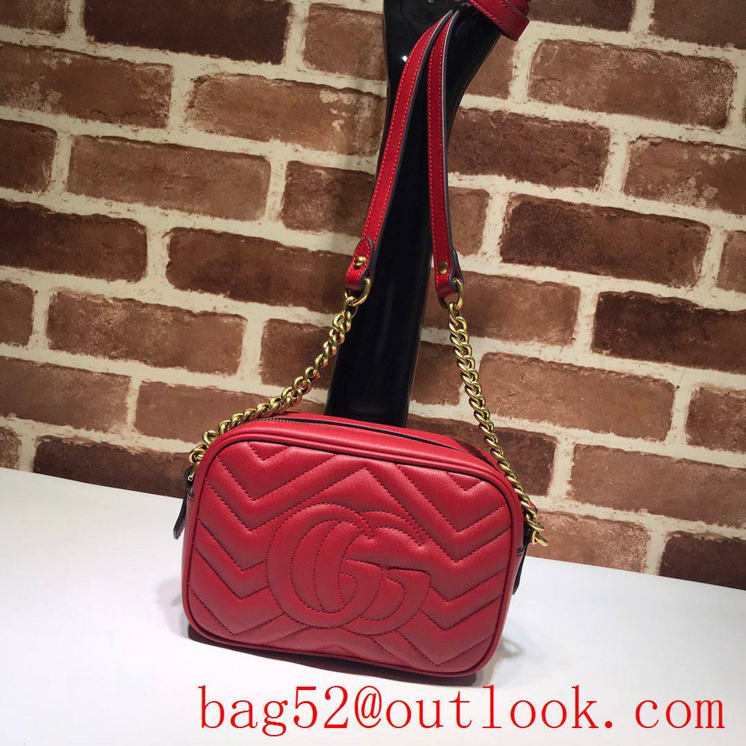 Gucci GG Marmont Mini Quilted Leather Camera Bag 448065 Red