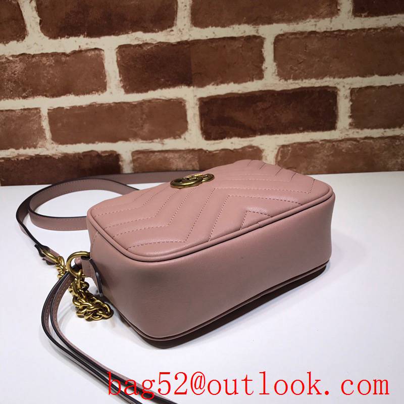 Gucci GG Marmont Mini Quilted Leather Camera Bag 448065 Pink