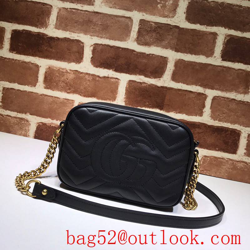 Gucci GG Marmont Mini Quilted Leather Camera Bag 448065 Black