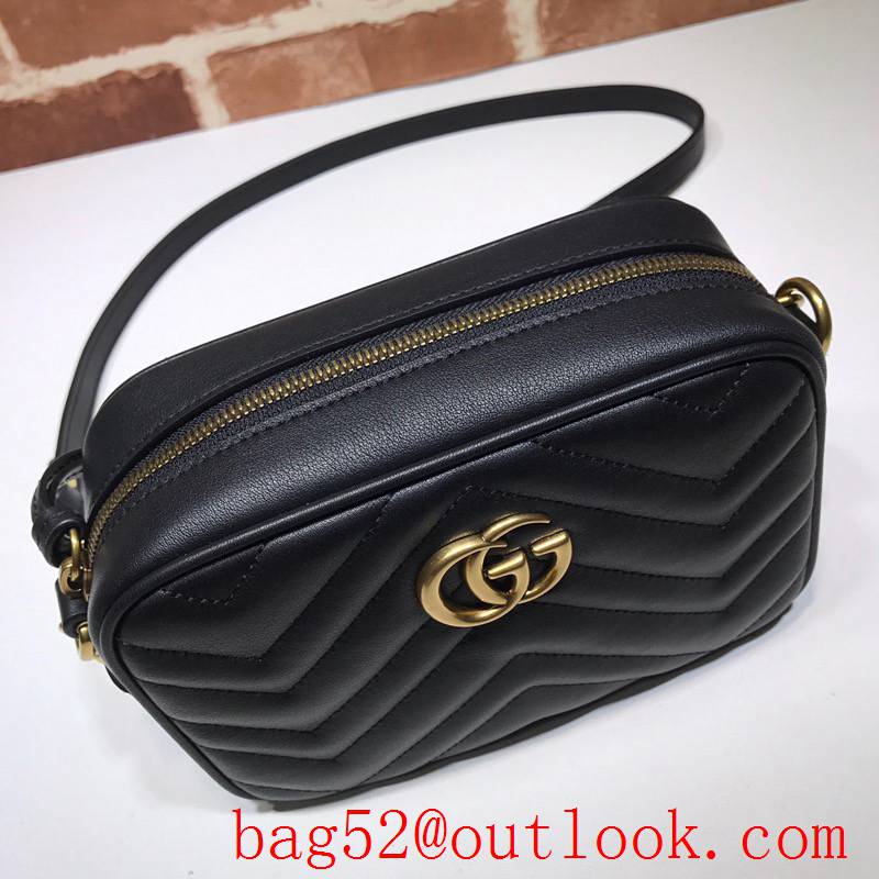 Gucci GG Marmont Mini Quilted Leather Camera Bag 448065 Black