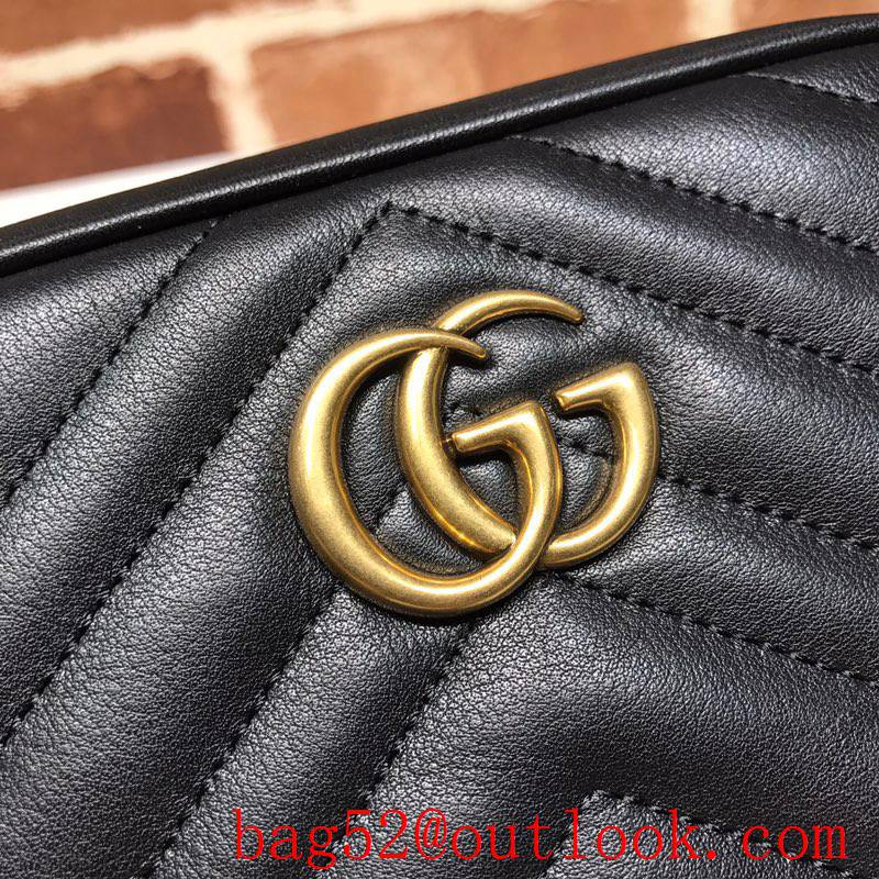 Gucci GG Marmont Mini Quilted Leather Camera Bag 448065 Black