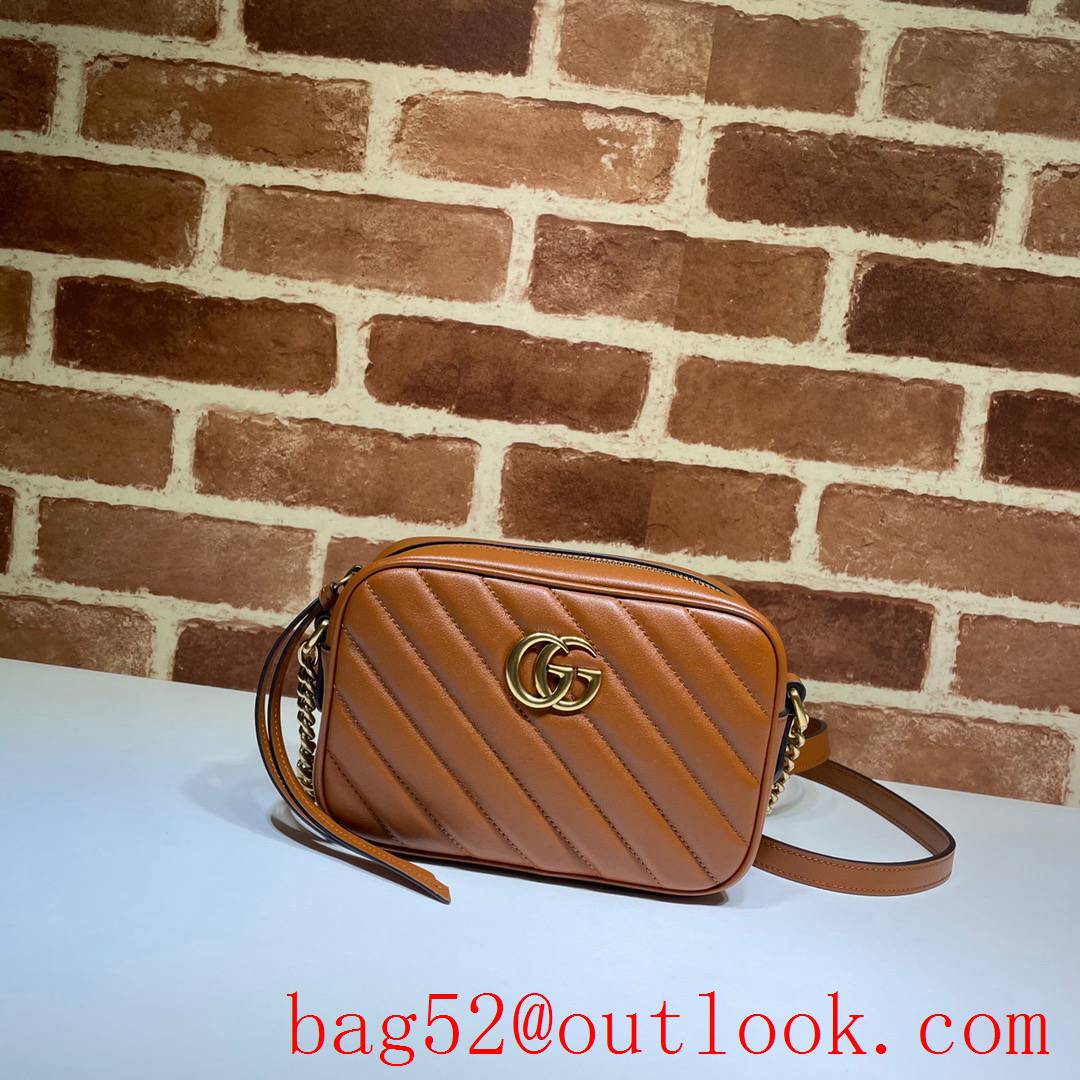 Gucci GG Marmont Mini Quilted Leather Camera Bag 448065 Brown