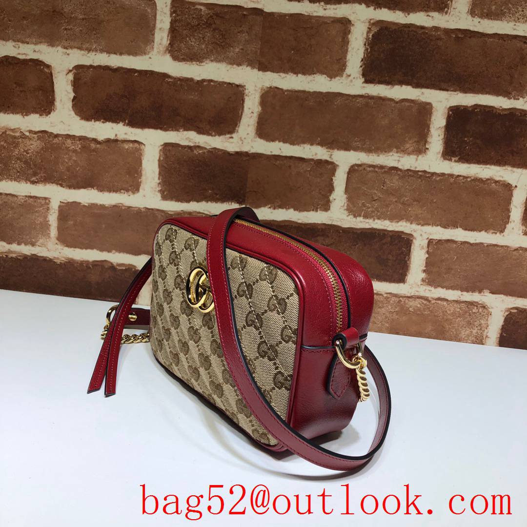 Gucci GG Marmont Mini Leather-trimmed Canvas Camera Bag 448065 Wine