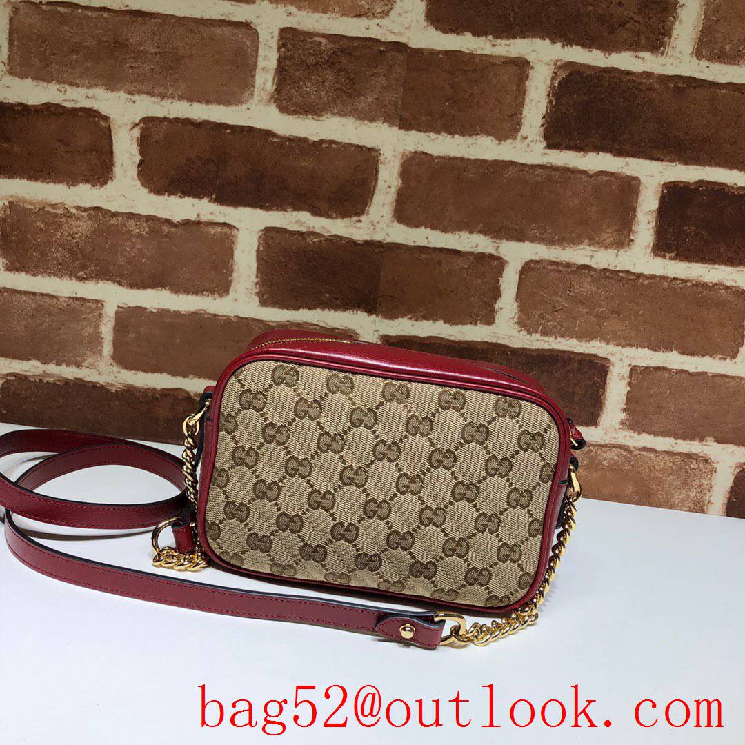 Gucci GG Marmont Mini Leather-trimmed Canvas Camera Bag 448065 Wine