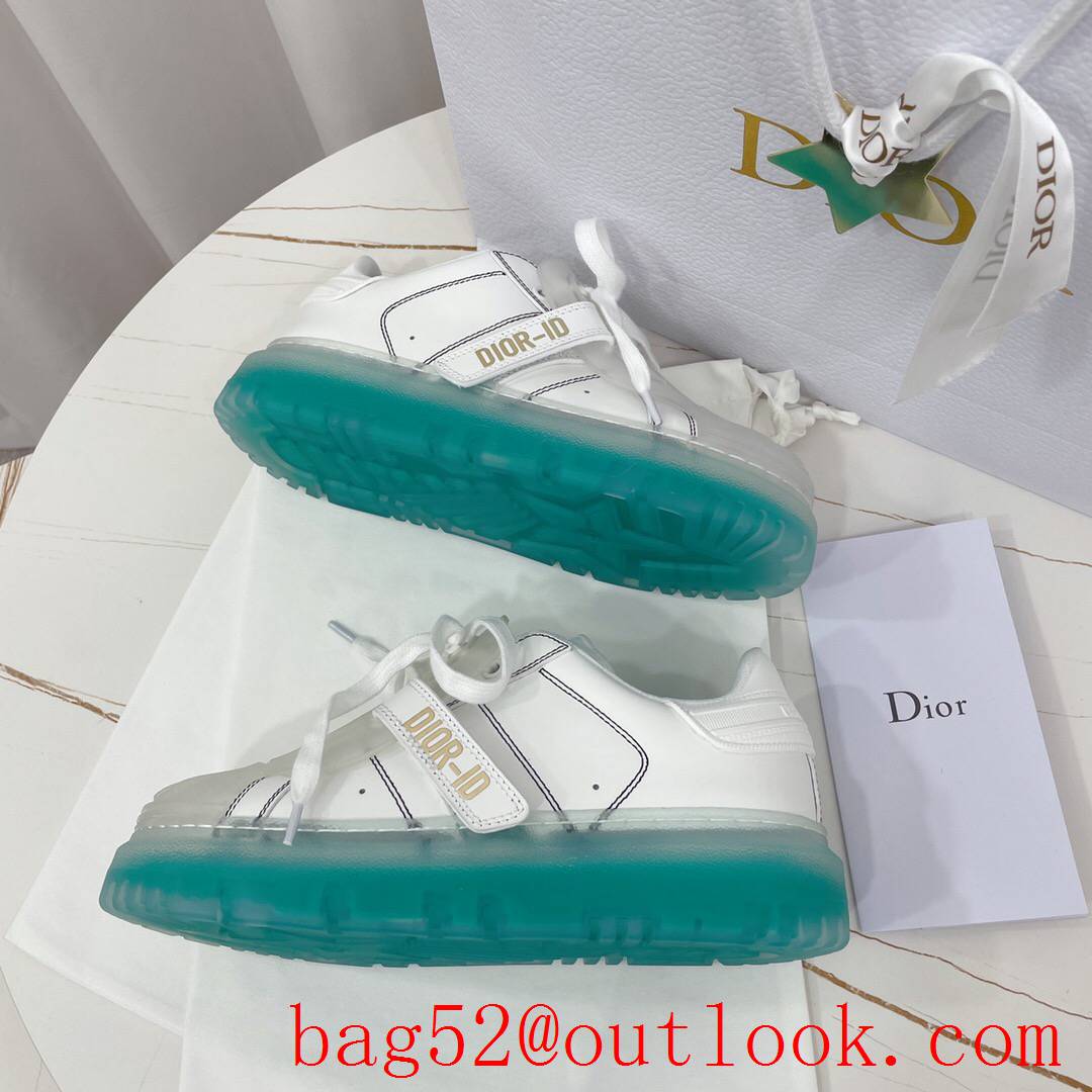 Dior Dior-ID Sneaker White Calfskin and Cypress Green Transparent Rubber shoes