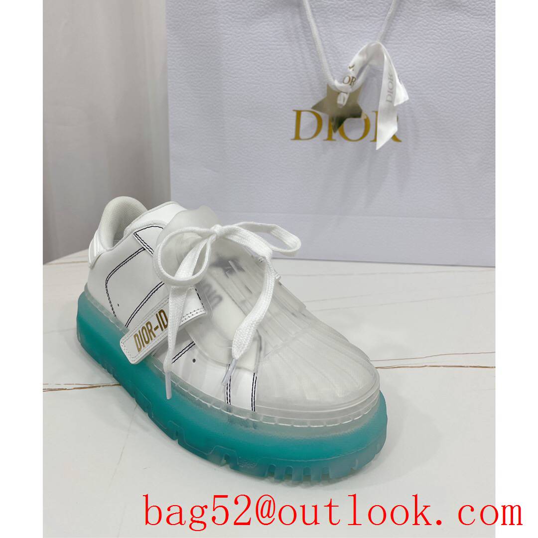 Dior Dior-ID Sneaker White Calfskin and Cypress Green Transparent Rubber shoes