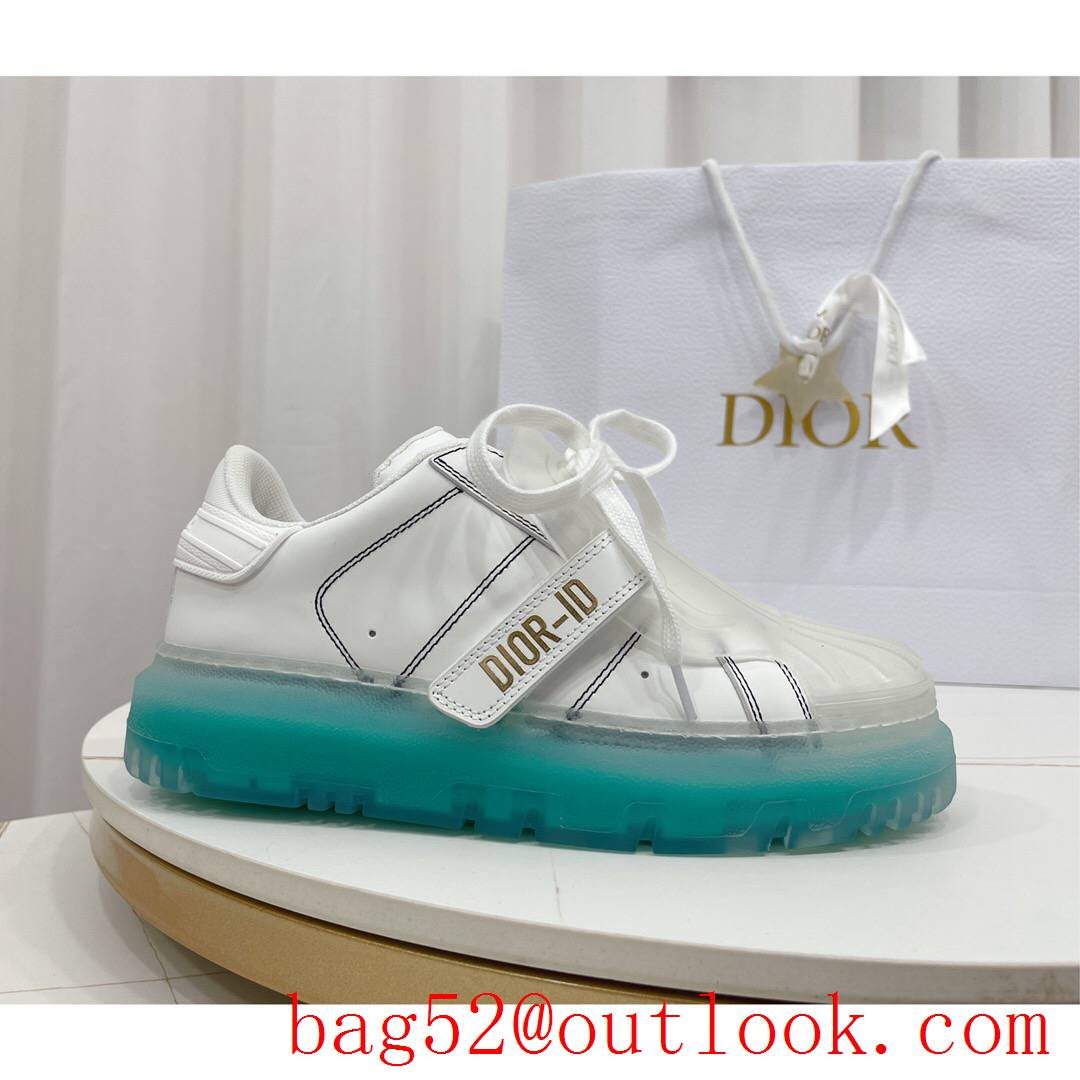 Dior Dior-ID Sneaker White Calfskin and Cypress Green Transparent Rubber shoes