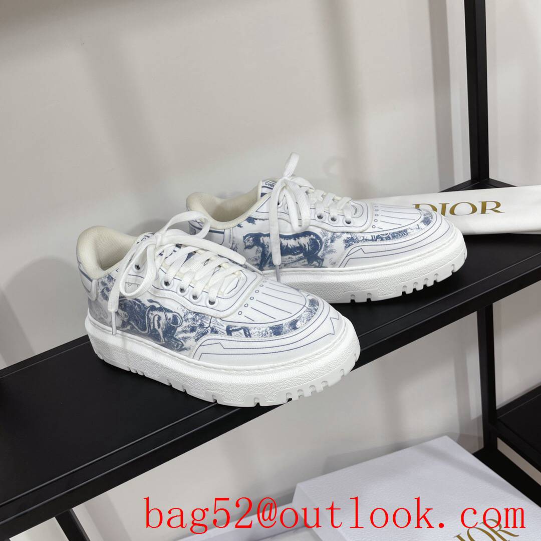 Dior Addict Sneaker White Calfskin and Technical Fabric with Multicolor-blue Motif shoes
