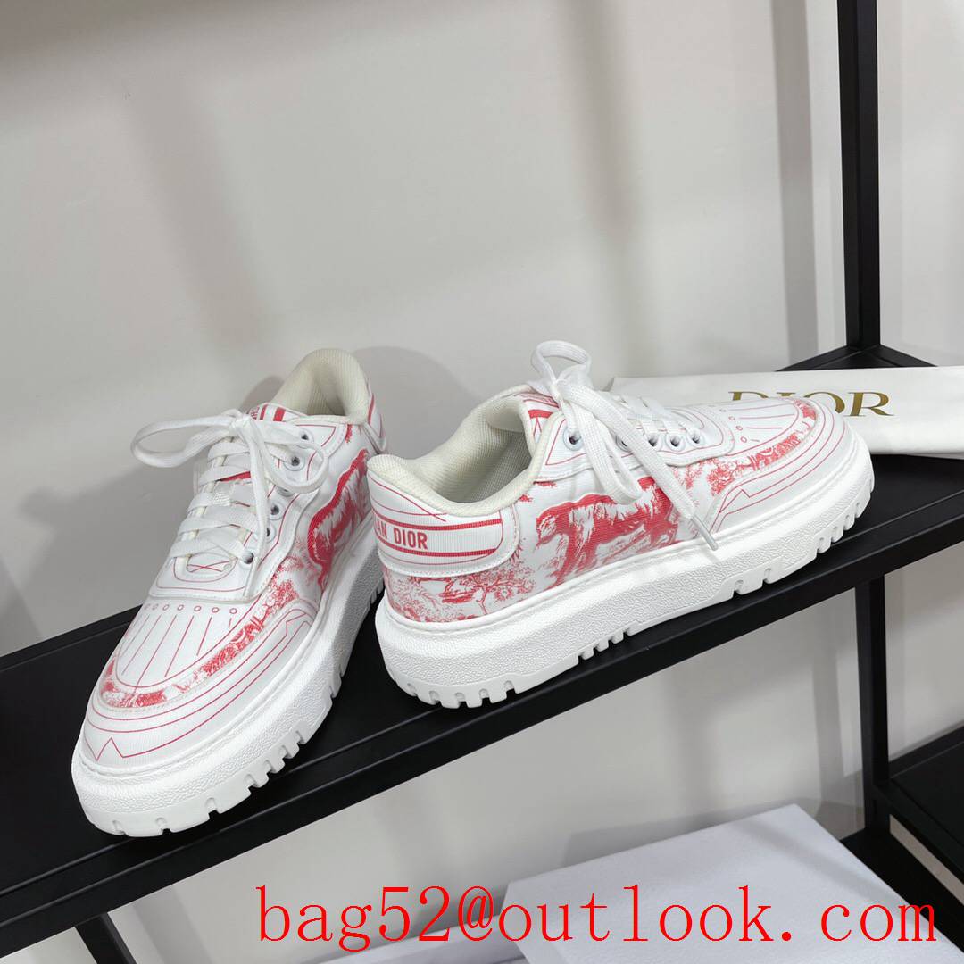 Dior Addict Sneaker White Calfskin and Technical Fabric with Multicolor-red Motif shoes