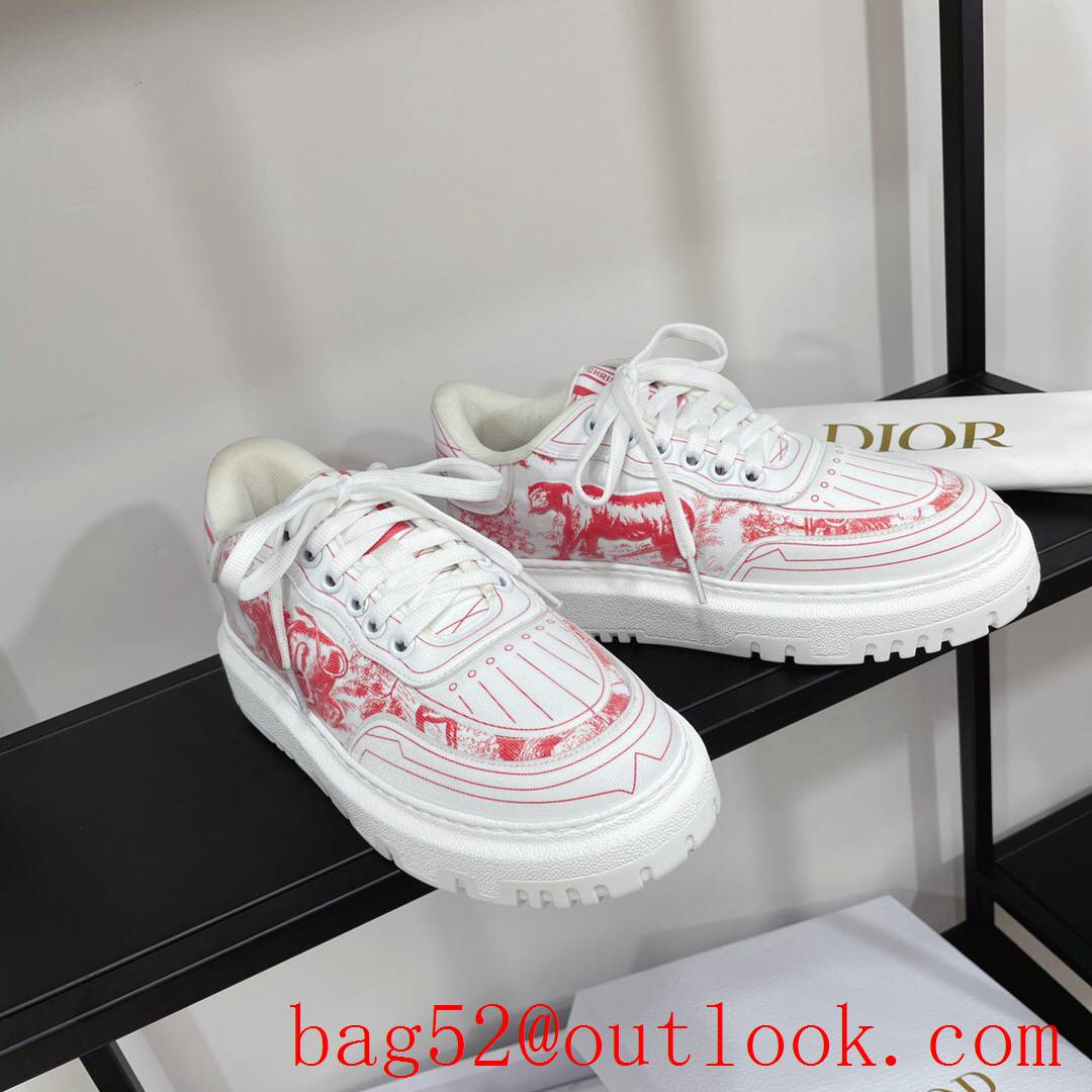 Dior Addict Sneaker White Calfskin and Technical Fabric with Multicolor-red Motif shoes