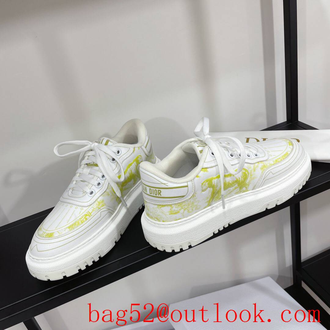 Dior Addict Sneaker White Calfskin and Technical Fabric with Multicolor-yellow Motif shoes