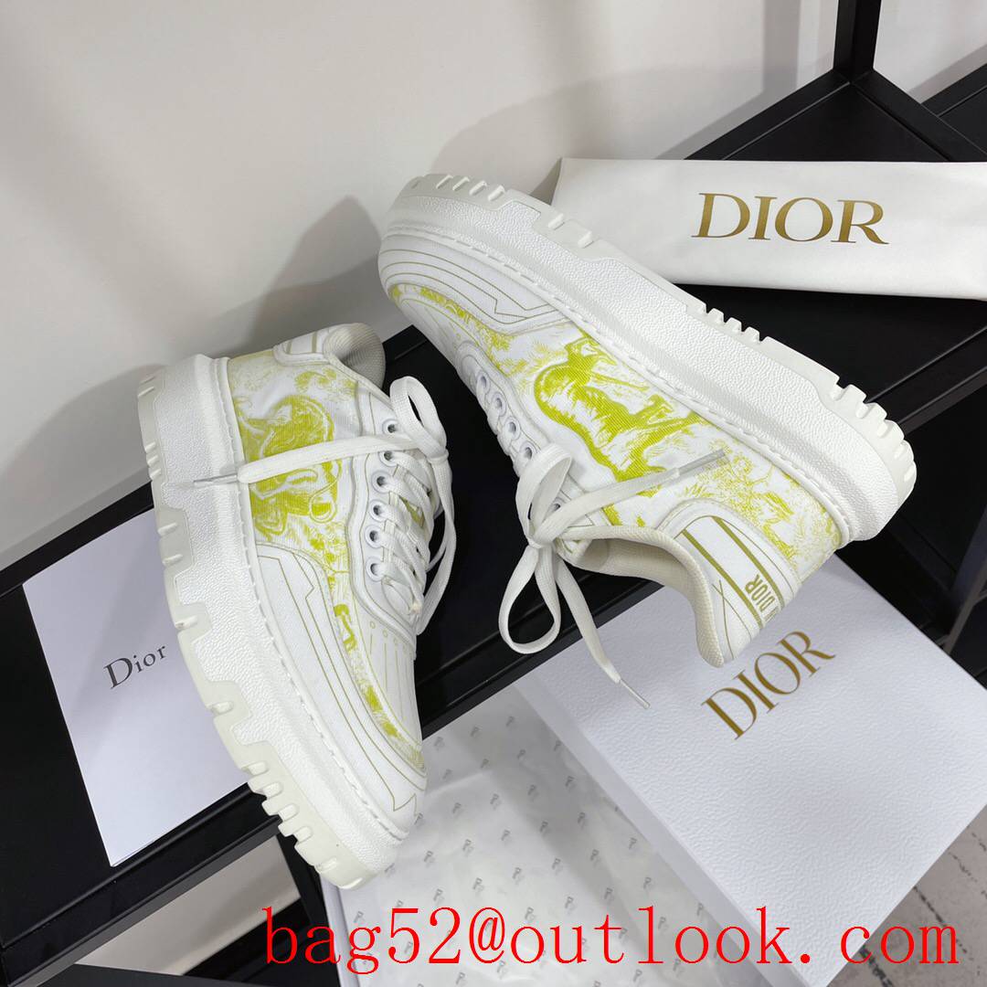 Dior Addict Sneaker White Calfskin and Technical Fabric with Multicolor-yellow Motif shoes