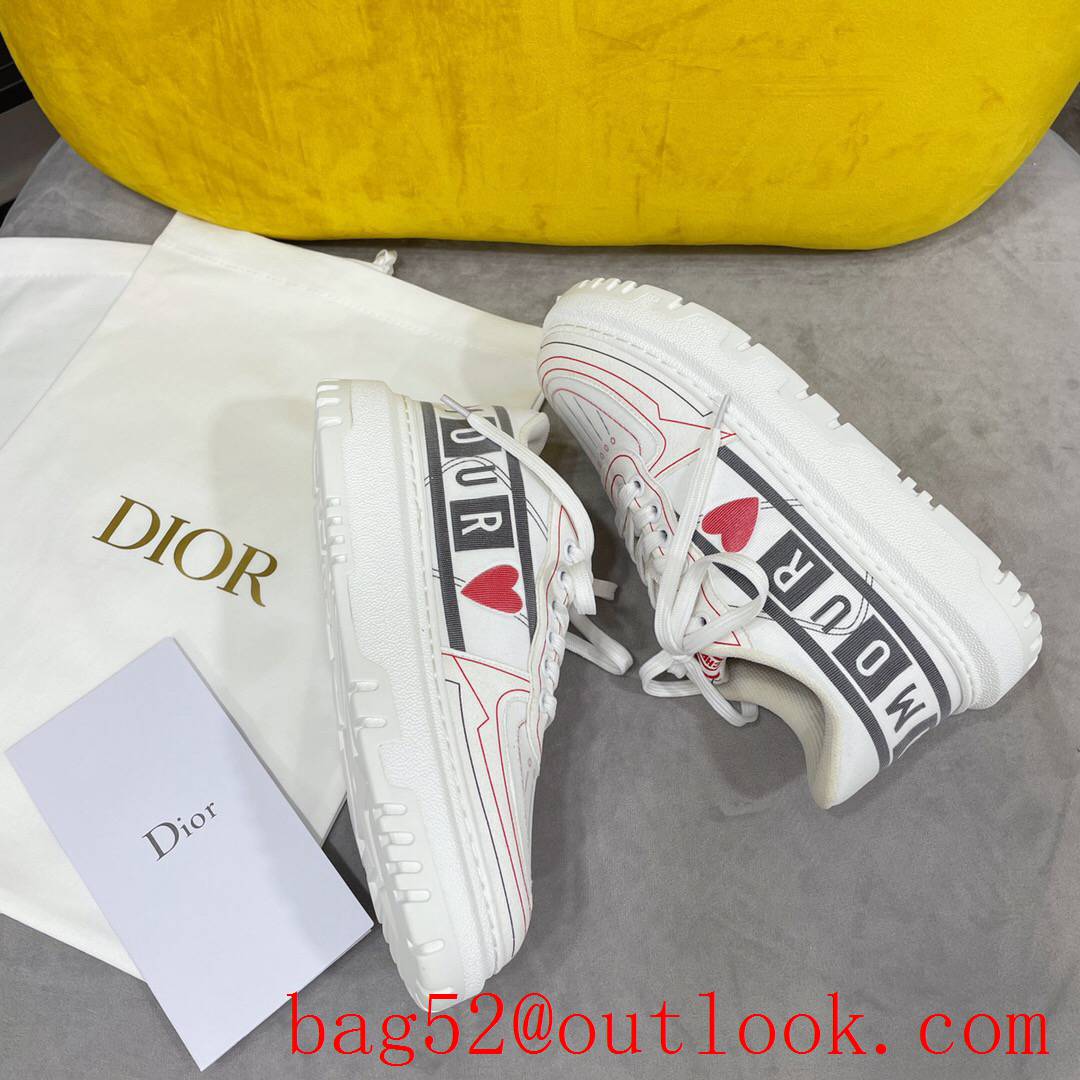Dior Addict Sneaker White Calfskin and Technical Fabric with Multicolor heart Motif shoes