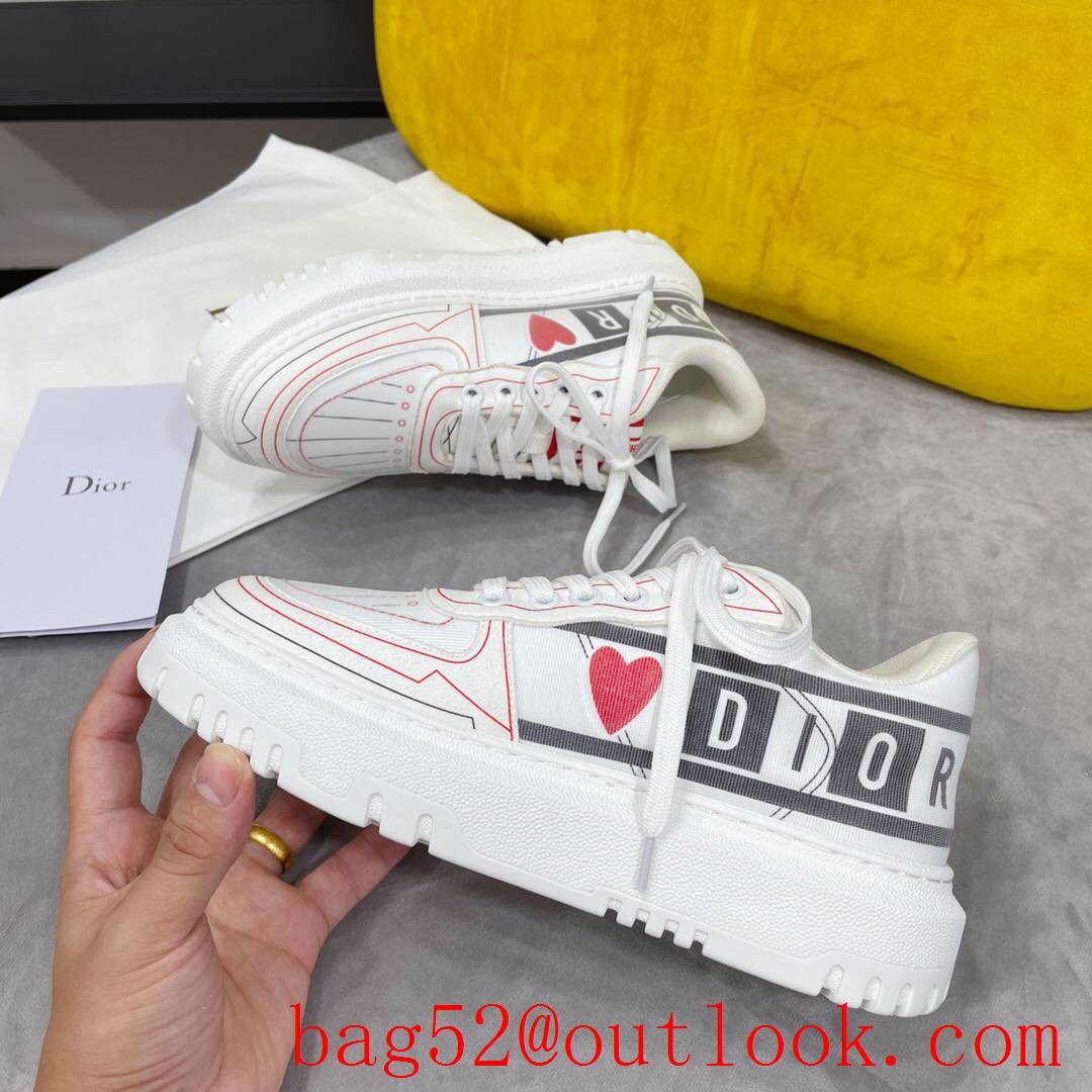 Dior Addict Sneaker White Calfskin and Technical Fabric with Multicolor heart Motif shoes