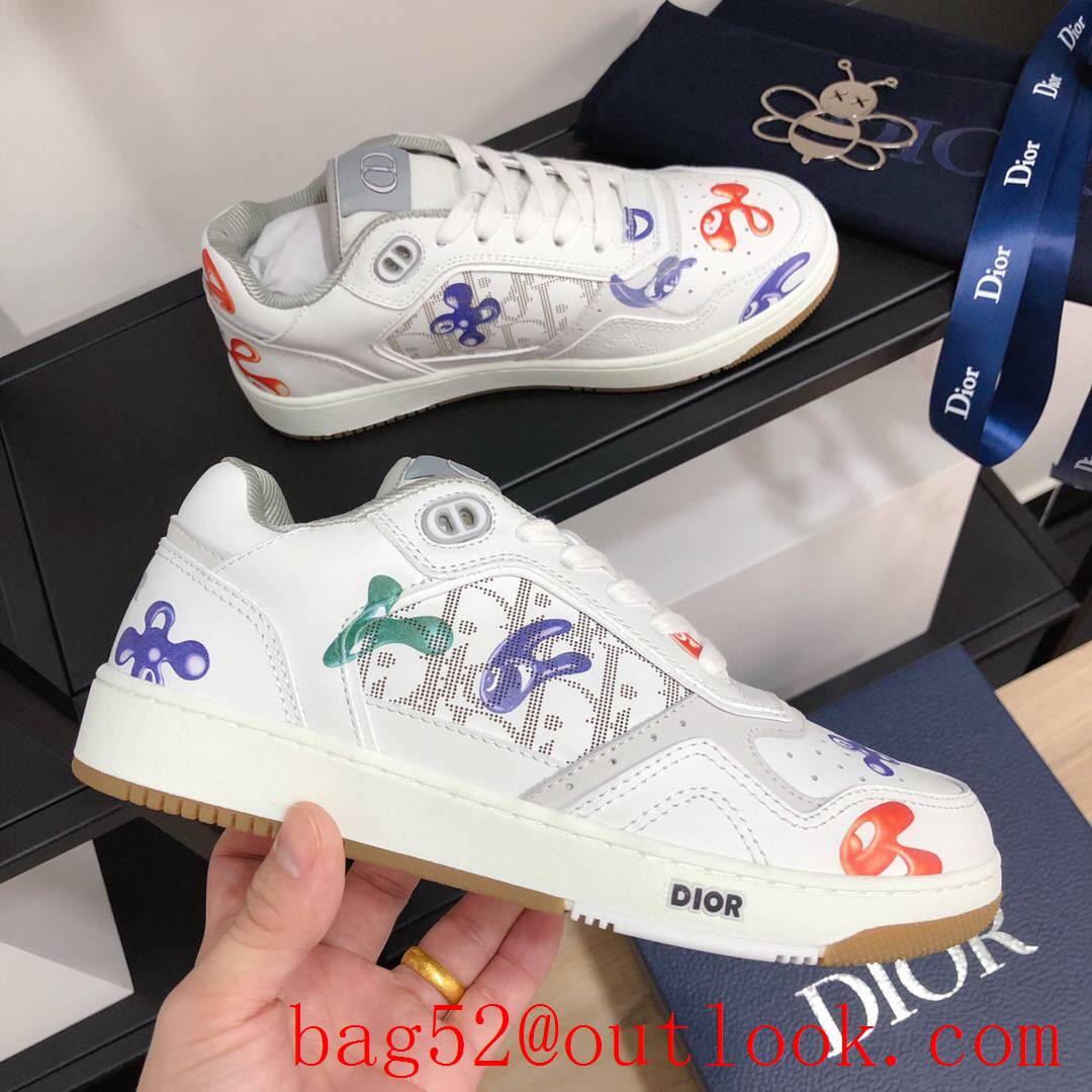 Dior B27 Low-Top Sneaker Cartoon Gray Smooth Calfskin and Oblique Galaxy Leather shoes