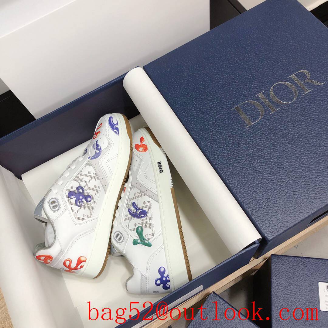 Dior B27 Low-Top Sneaker Cartoon Gray Smooth Calfskin and Oblique Galaxy Leather shoes