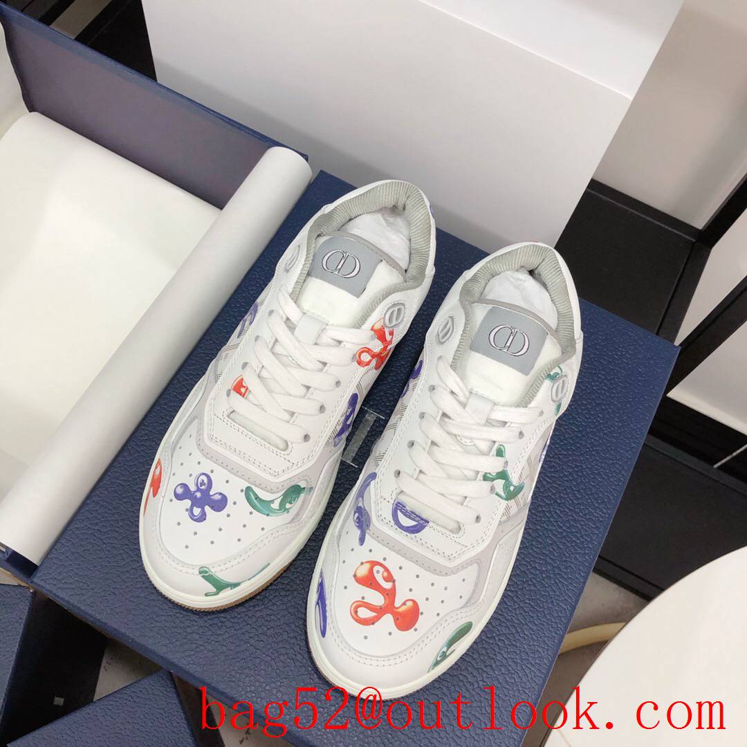 Dior B27 Low-Top Sneaker Cartoon Gray Smooth Calfskin and Oblique Galaxy Leather shoes