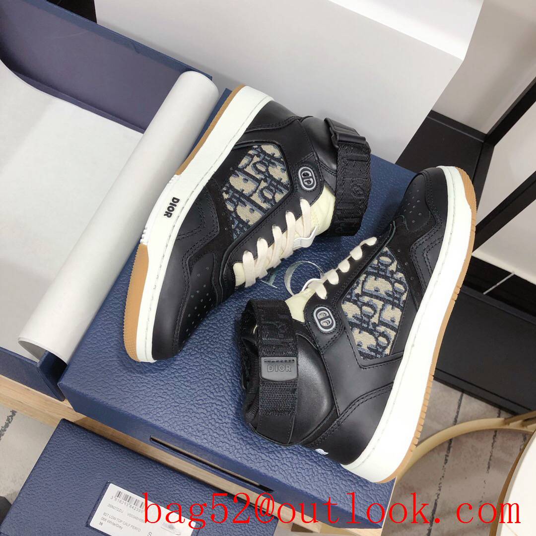 Dior B27 High-Top Sneaker Black Smooth Calfskin with Oblique Jacquard shoes