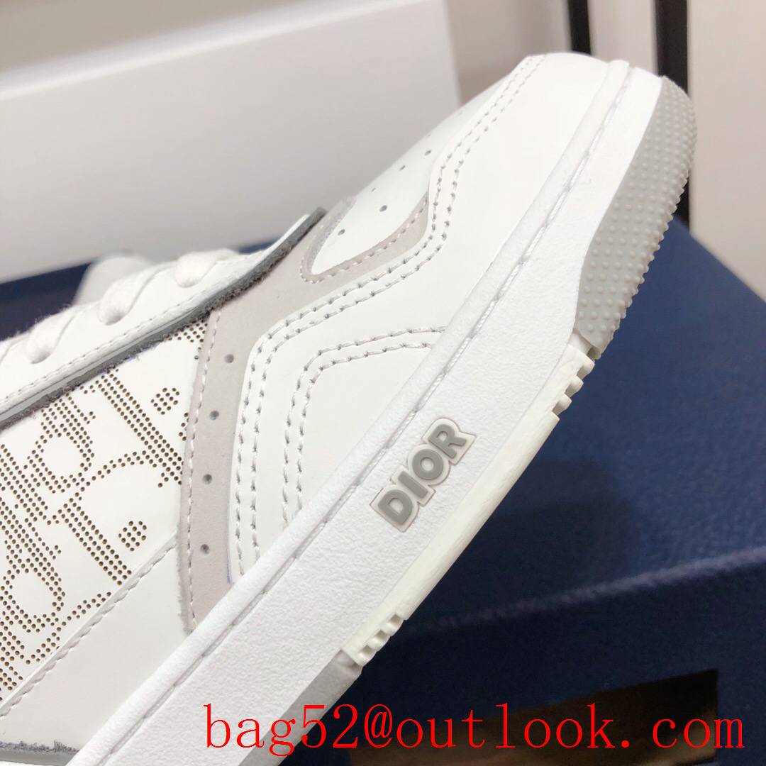 Dior B27 High-Top Sneaker White and Gray Smooth Calfskin with Oblique Galaxy Leather shoes