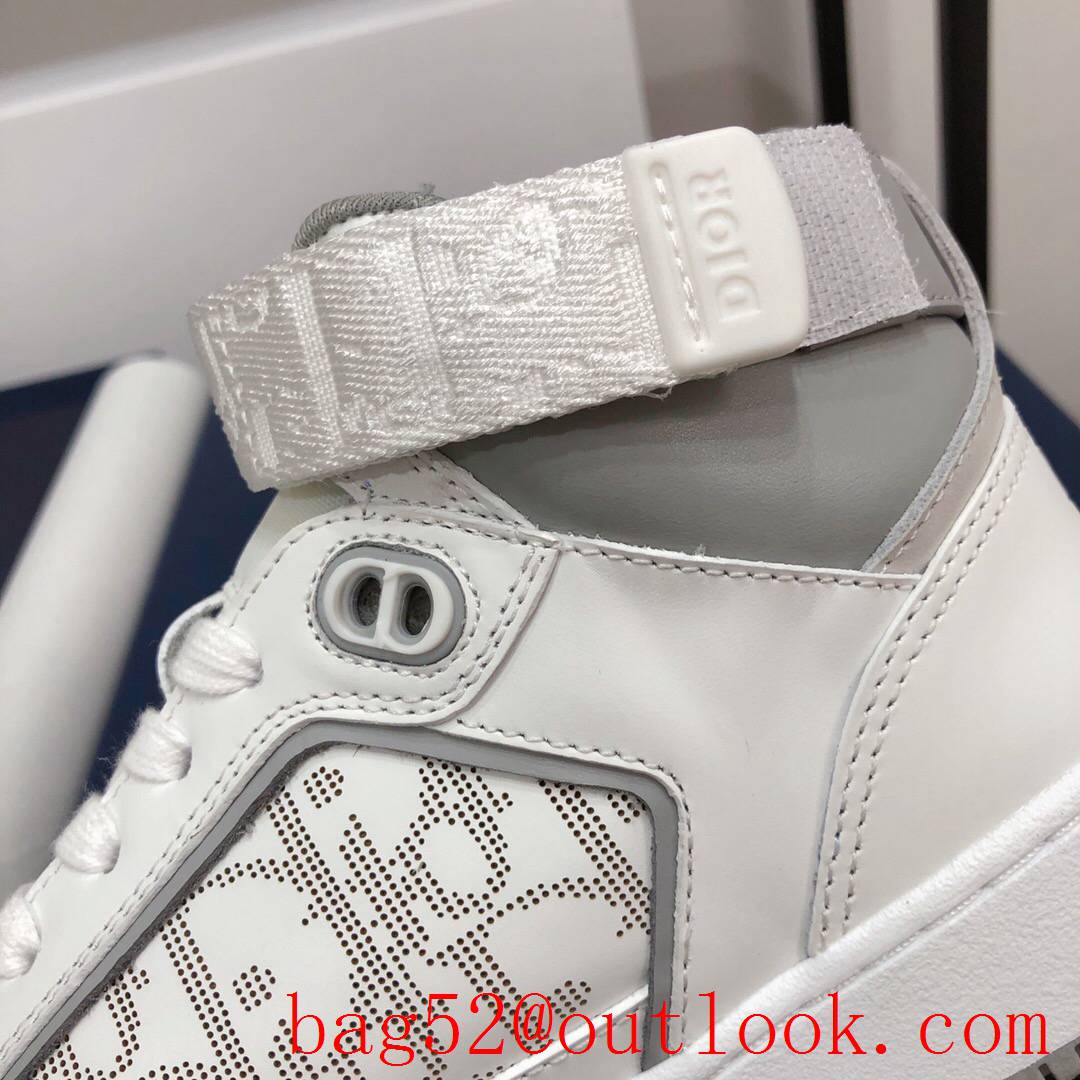 Dior B27 High-Top Sneaker White and Gray Smooth Calfskin with Oblique Galaxy Leather shoes