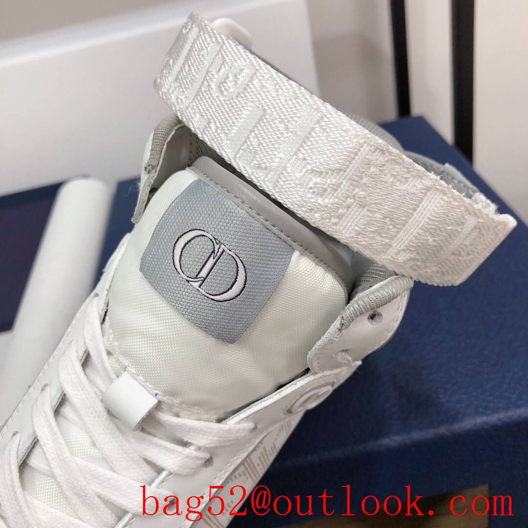 Dior B27 High-Top Sneaker White and Gray Smooth Calfskin with Oblique Galaxy Leather shoes