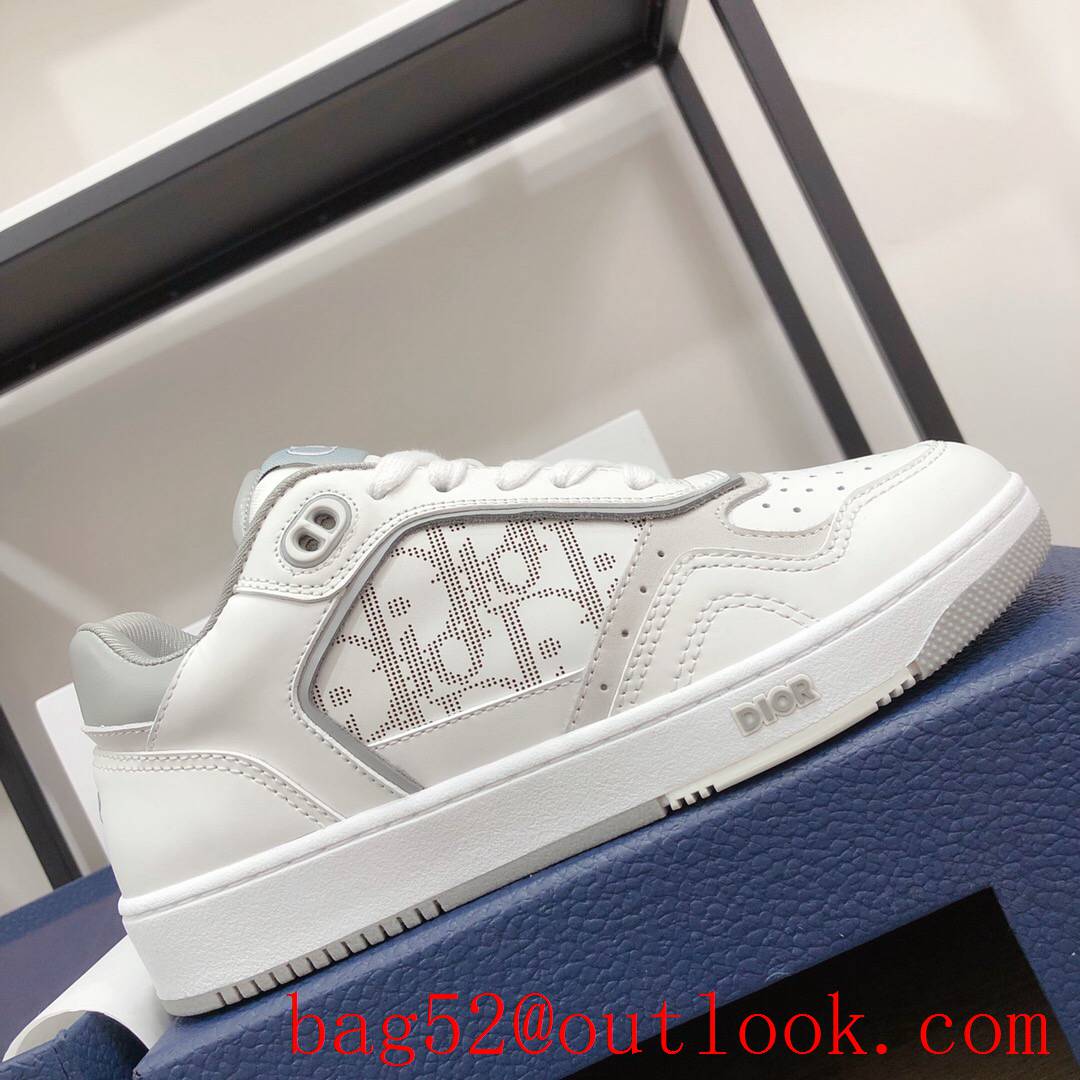 Dior B27 Low-Top Sneaker White and Gray Smooth Calfskin with Oblique Galaxy Leather shoes