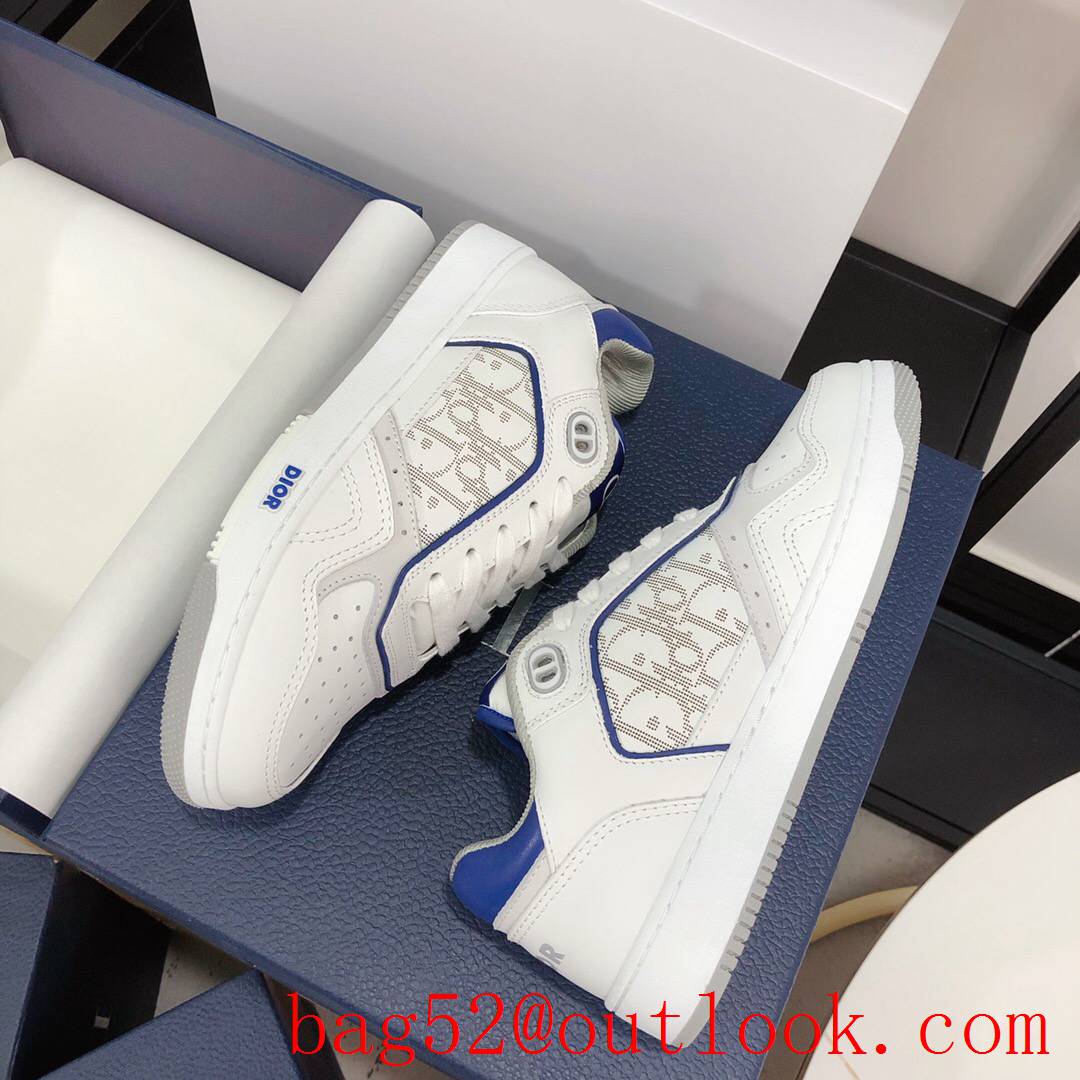 Dior B27 Low-Top Sneaker white and blue Smooth Calfskin with Oblique Galaxy Leather shoes
