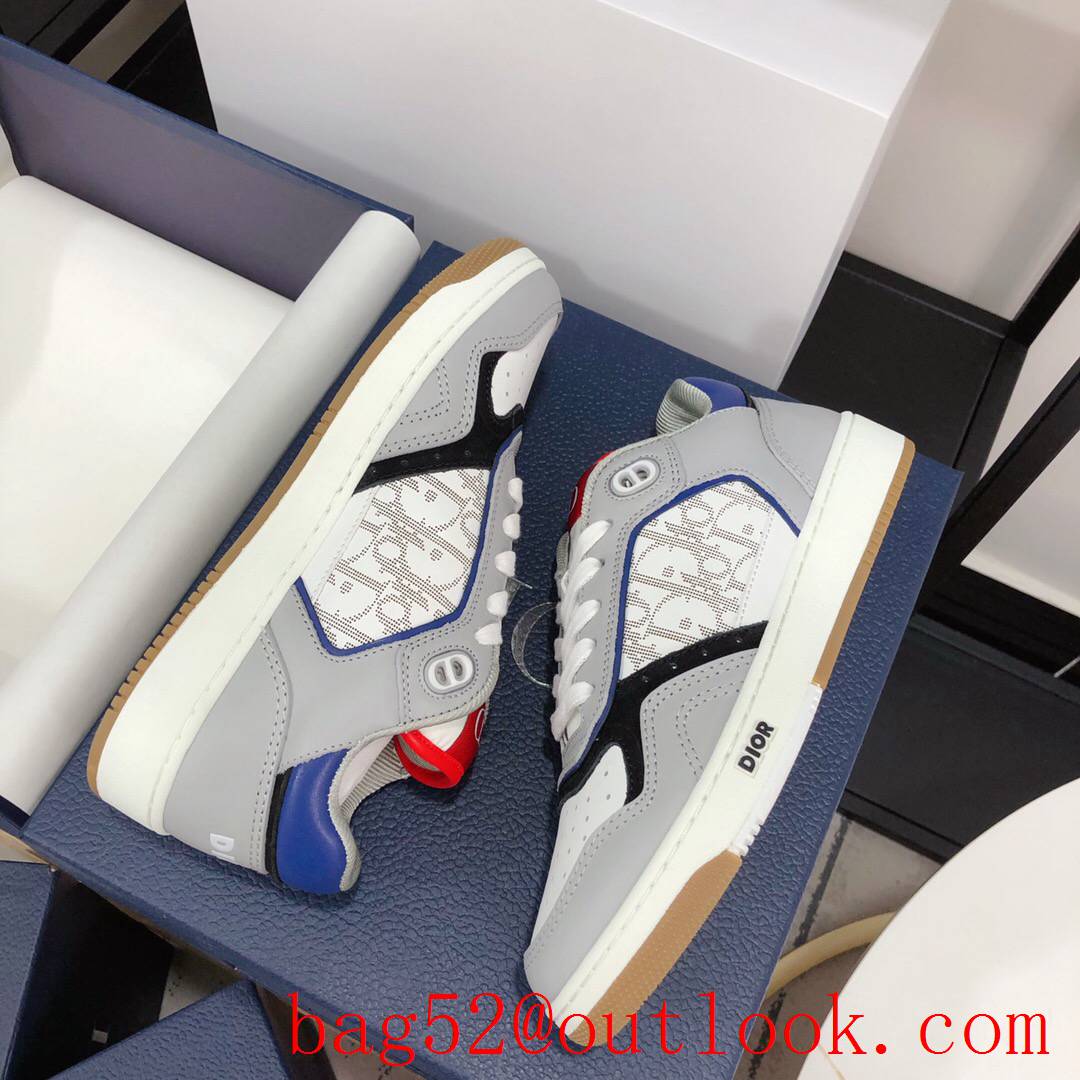 Dior B27 Low-Top Sneaker tri-white Smooth Calfskin with Oblique Galaxy Leather shoes