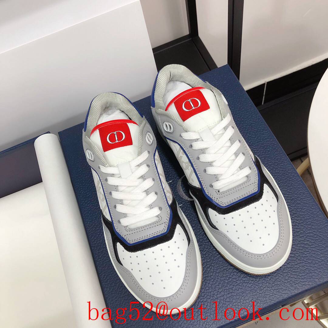 Dior B27 Low-Top Sneaker tri-white Smooth Calfskin with Oblique Galaxy Leather shoes