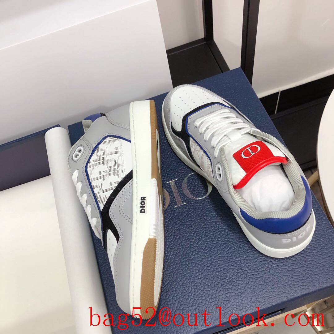 Dior B27 Low-Top Sneaker tri-white Smooth Calfskin with Oblique Galaxy Leather shoes