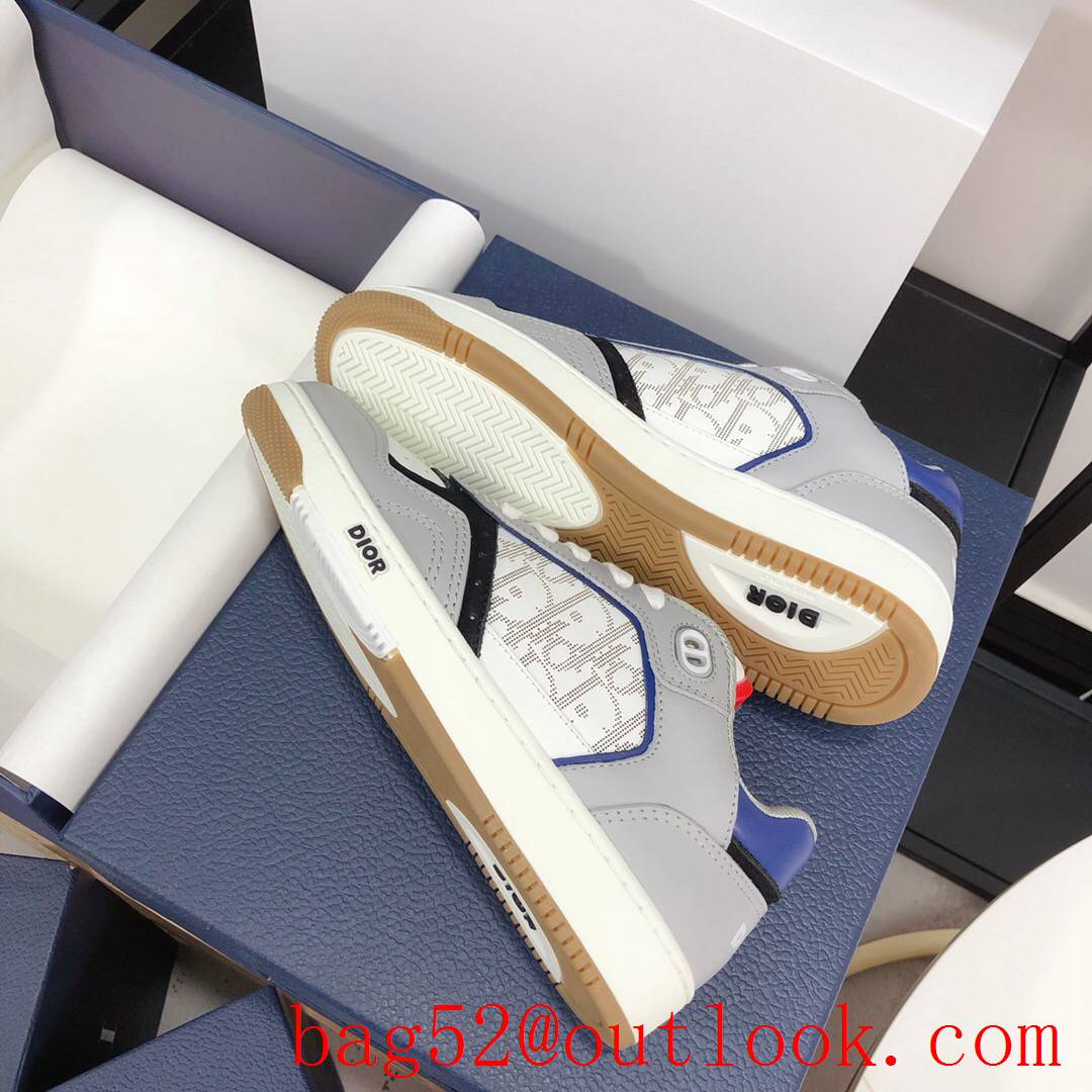 Dior B27 Low-Top Sneaker tri-white Smooth Calfskin with Oblique Galaxy Leather shoes