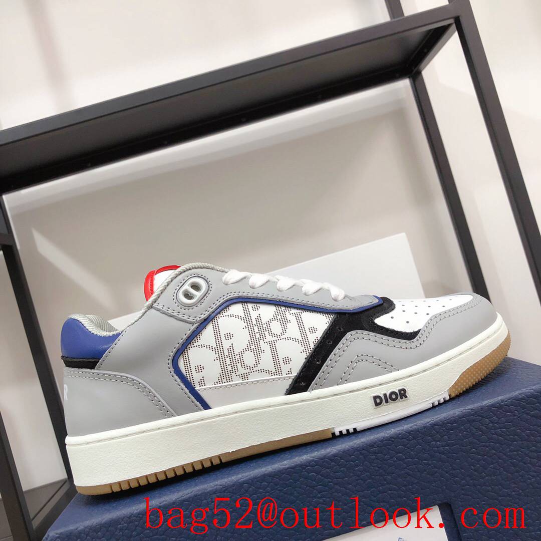 Dior B27 Low-Top Sneaker tri-white Smooth Calfskin with Oblique Galaxy Leather shoes