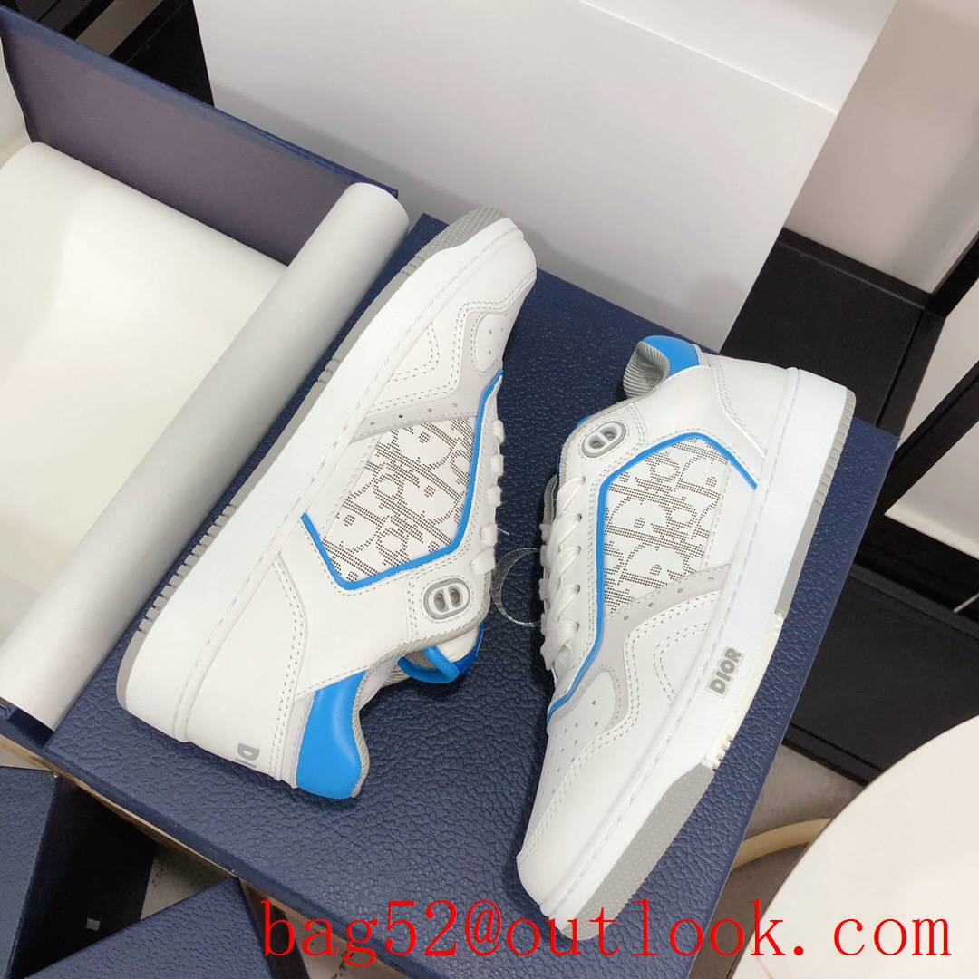 Dior B27 Low-Top Sneaker white with sky blue Smooth Calfskin with Oblique Galaxy Leather shoes