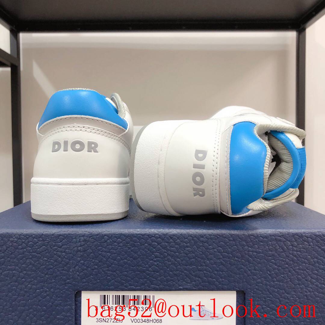 Dior B27 Low-Top Sneaker white with sky blue Smooth Calfskin with Oblique Galaxy Leather shoes