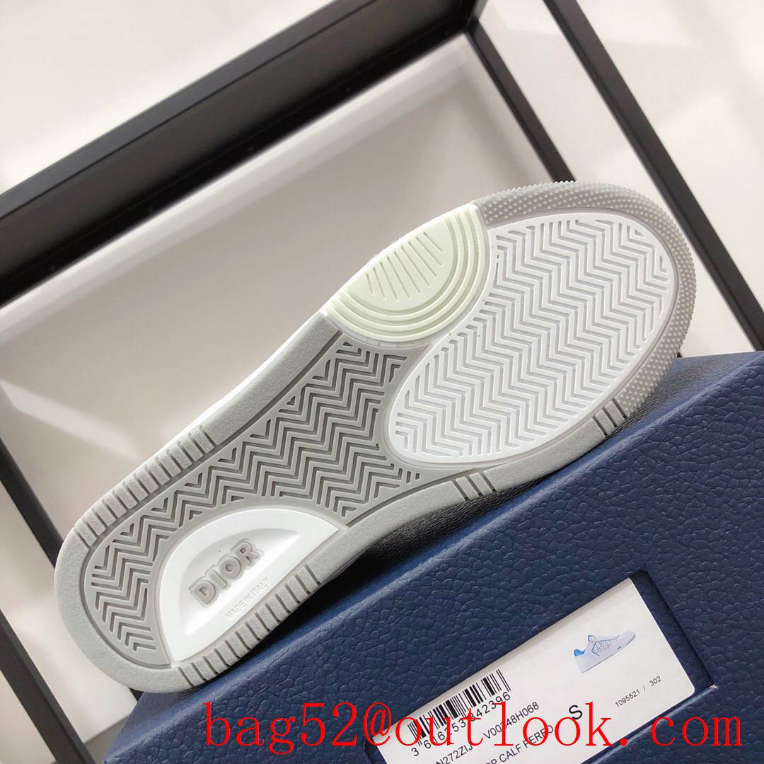 Dior B27 Low-Top Sneaker white with sky blue Smooth Calfskin with Oblique Galaxy Leather shoes