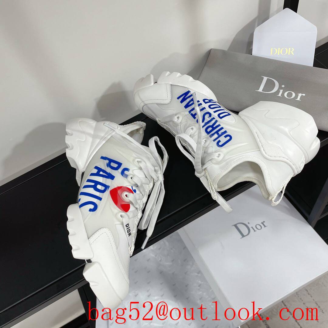 Dior D-Connect Sneaker White Technical Fabric with blue pairs word Print shoes