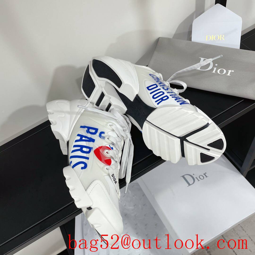 Dior D-Connect Sneaker White Technical Fabric with blue pairs word Print shoes