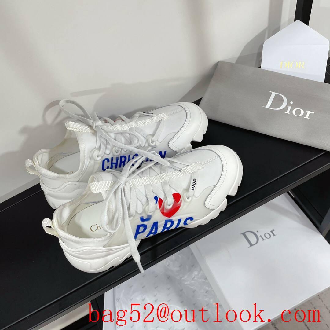 Dior D-Connect Sneaker White Technical Fabric with blue pairs word Print shoes