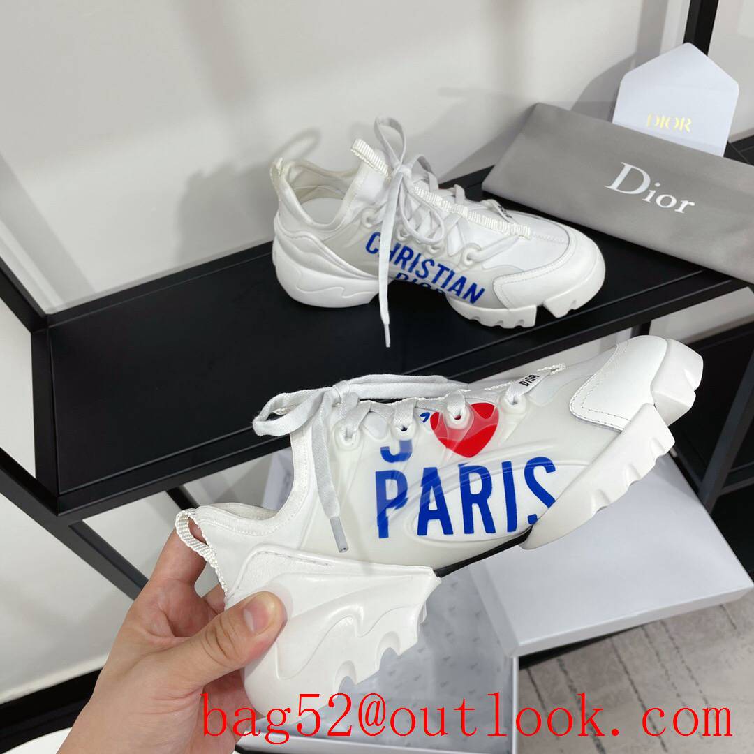 Dior D-Connect Sneaker White Technical Fabric with blue pairs word Print shoes