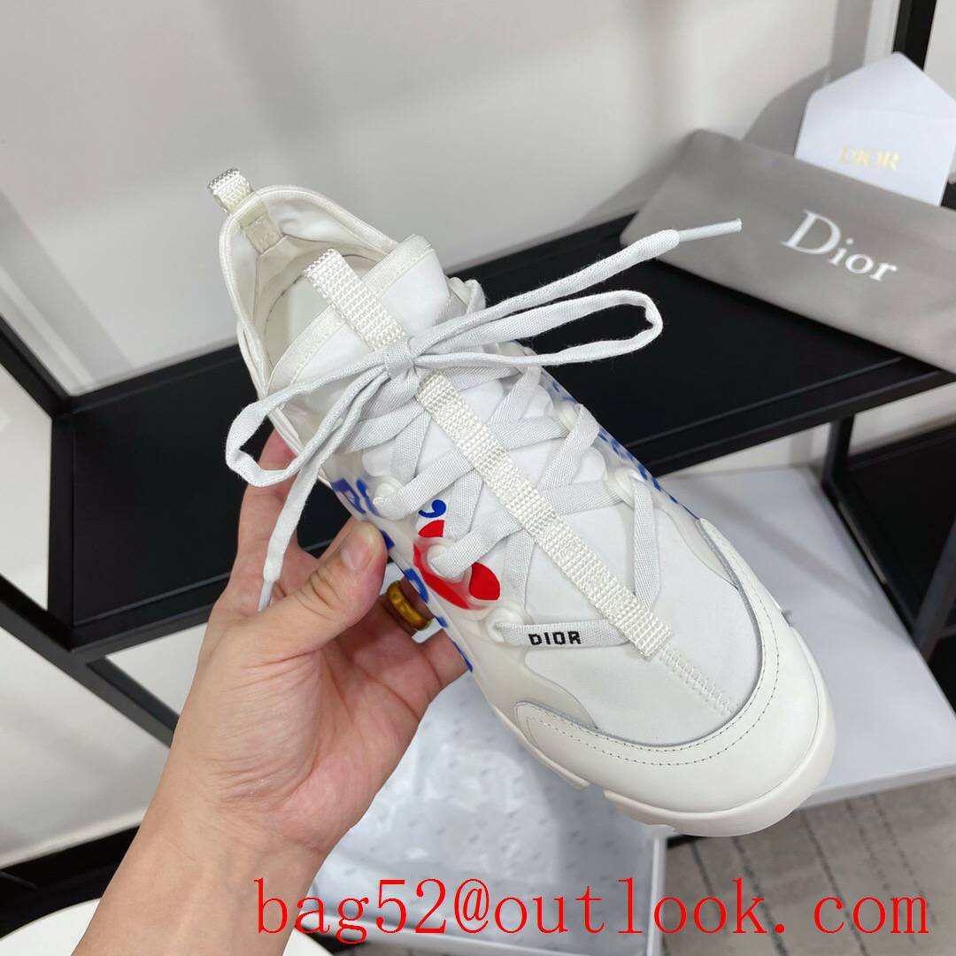 Dior D-Connect Sneaker White Technical Fabric with blue pairs word Print shoes