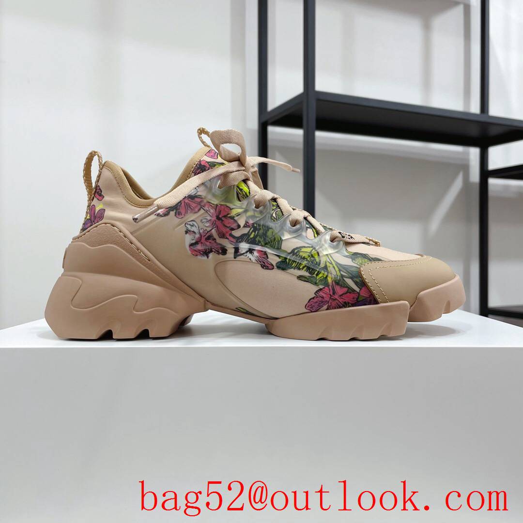 Dior D-Connect Sneaker tan Technical Fabric with print shoes